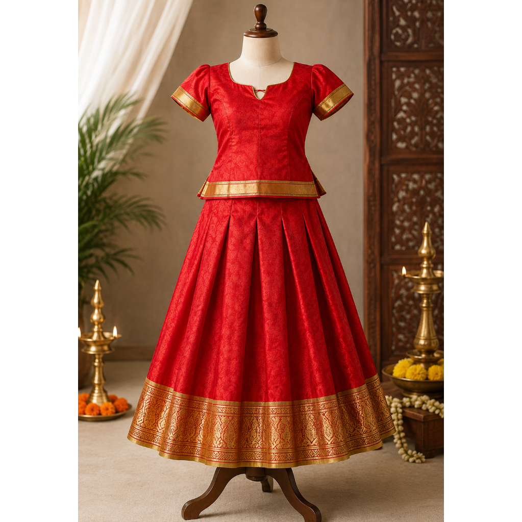 Traditional Pattu Pavadai Set for Girls | Bharatanatyam Simple Costume
