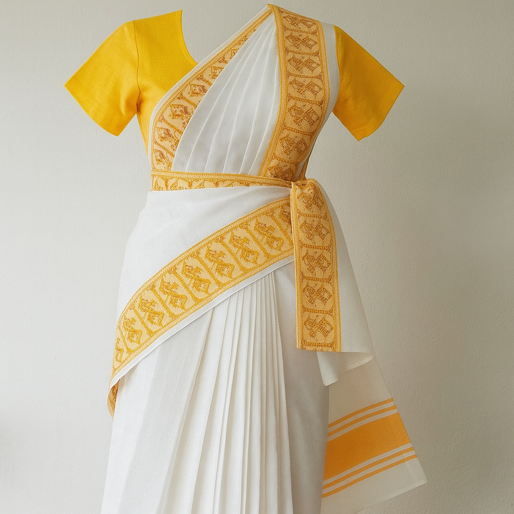 READYMADE Bharatanatyam Cotton Practice Saree with Dancing Doll Border