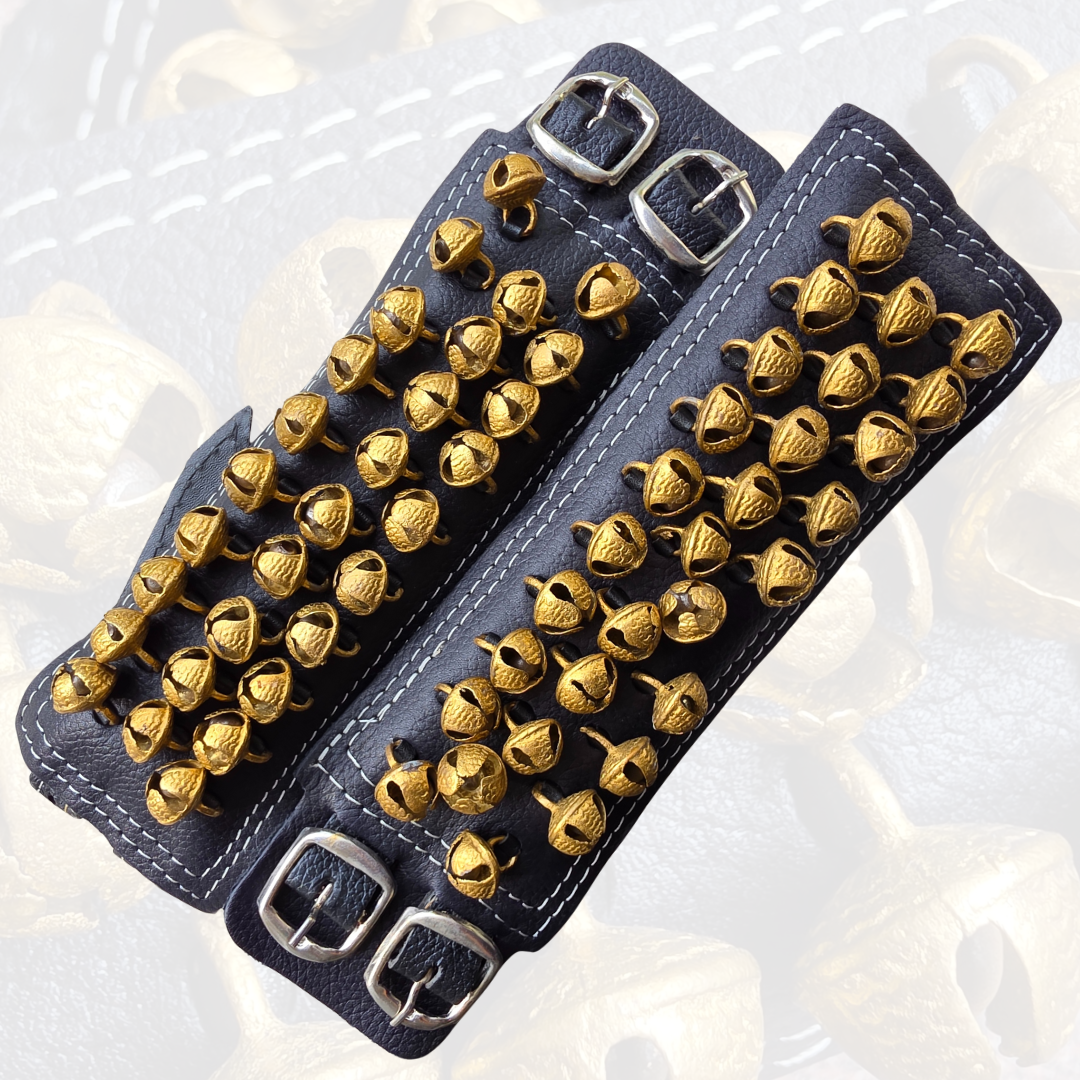 Bharatanatyam Salangai – leather pad ankle Bells with Belt - 3, 4, 5 lines of bells