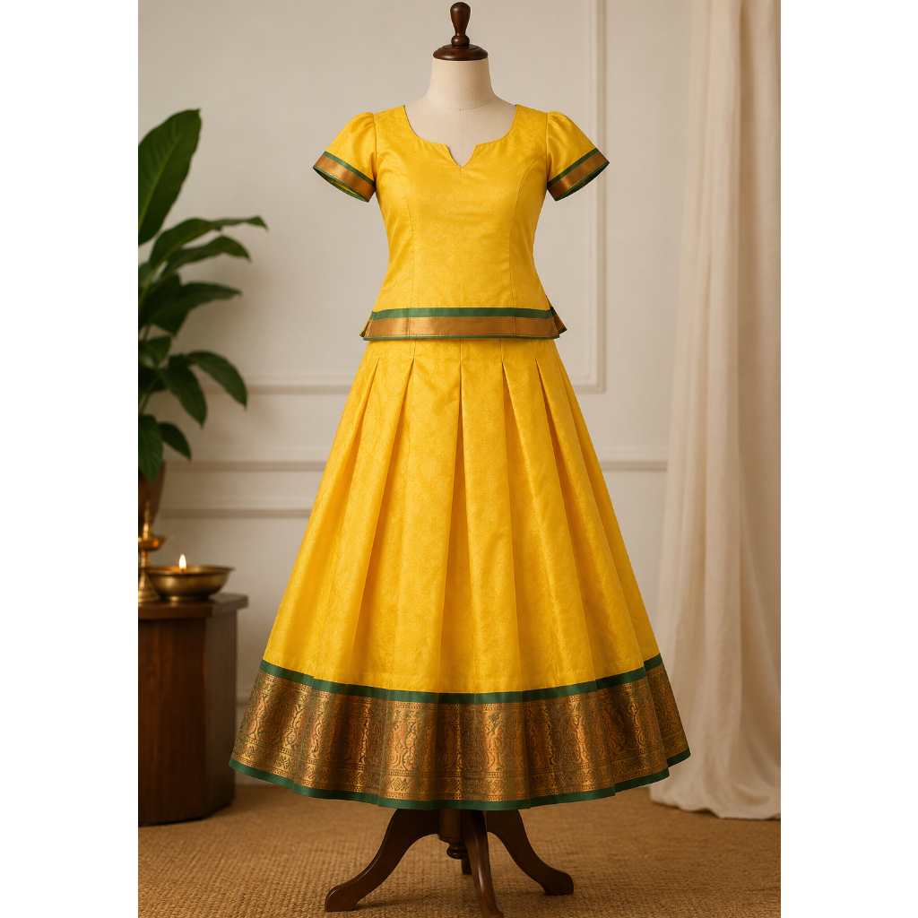 Traditional Pattu Pavadai Set for Girls | Bharatanatyam Simple Costume