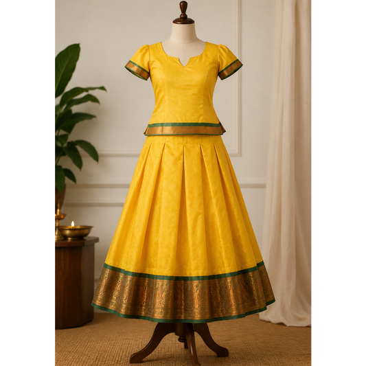 Traditional Pattu Pavadai Set for Girls | Bharatanatyam Simple Costume
