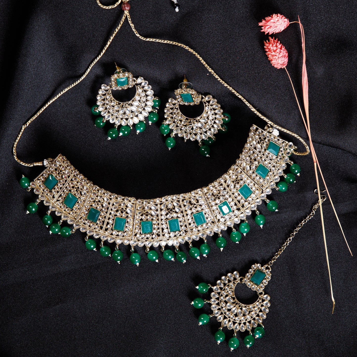 Emerald Kundan Bridal Choker Set