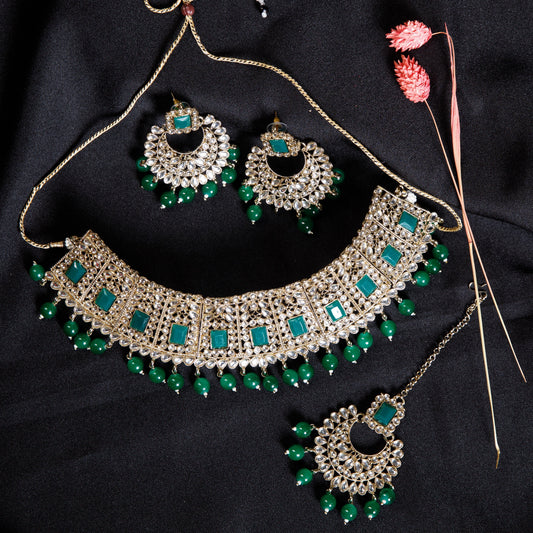 Emerald Kundan Bridal Choker Set