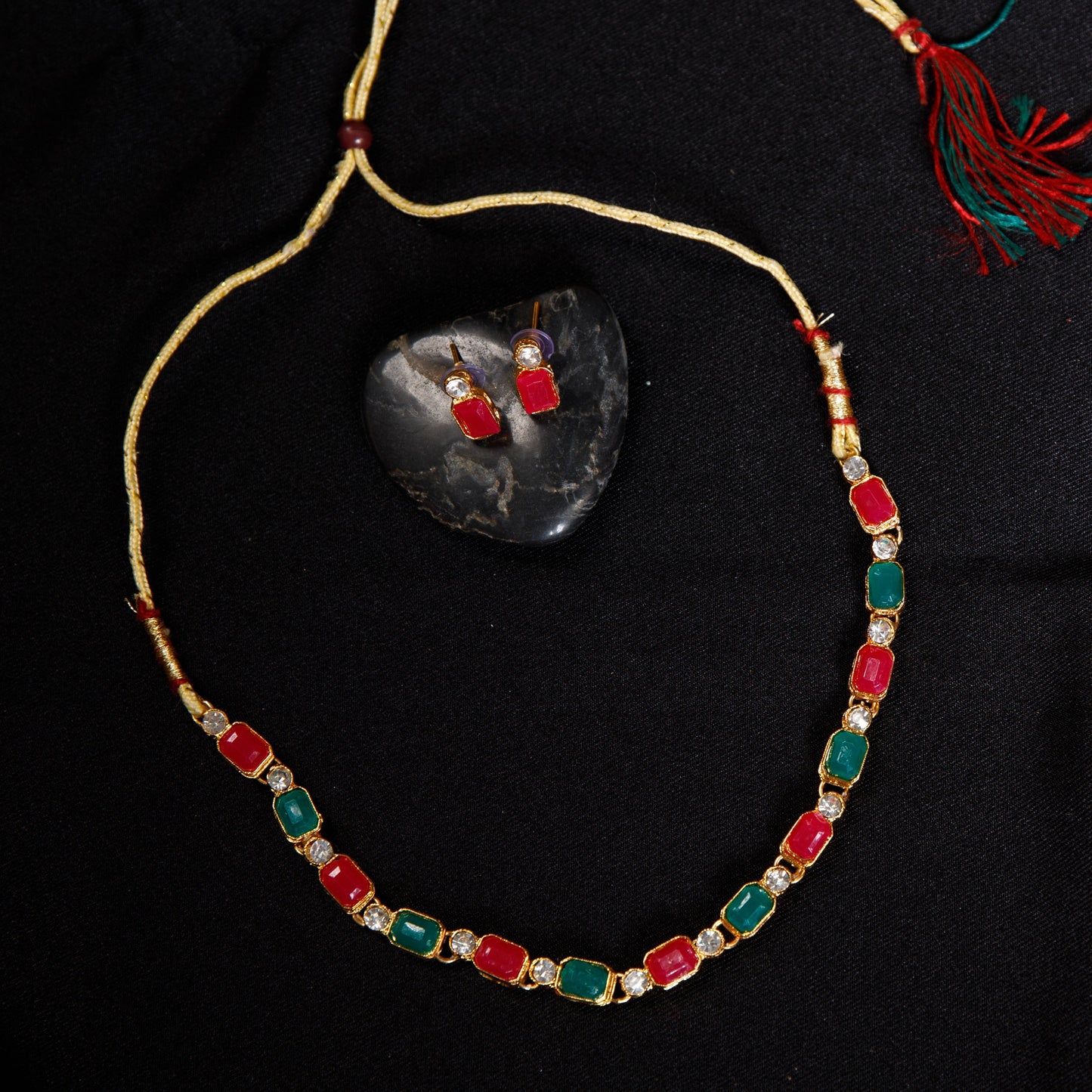 Ruby & Emerald Stone Necklace Set