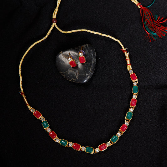 Ruby & Emerald Stone Necklace Set