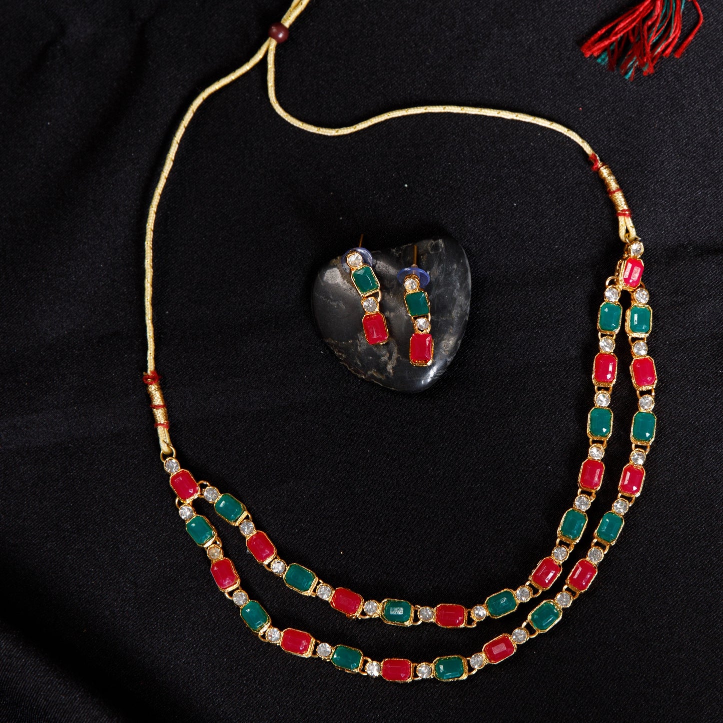 Ruby & Emerald Stone Necklace Set