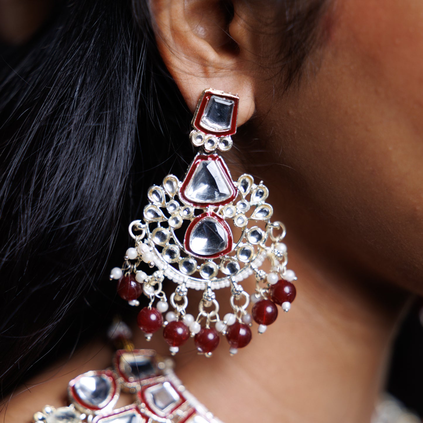 Premium Maroon Kundan Bridal Choker Set
