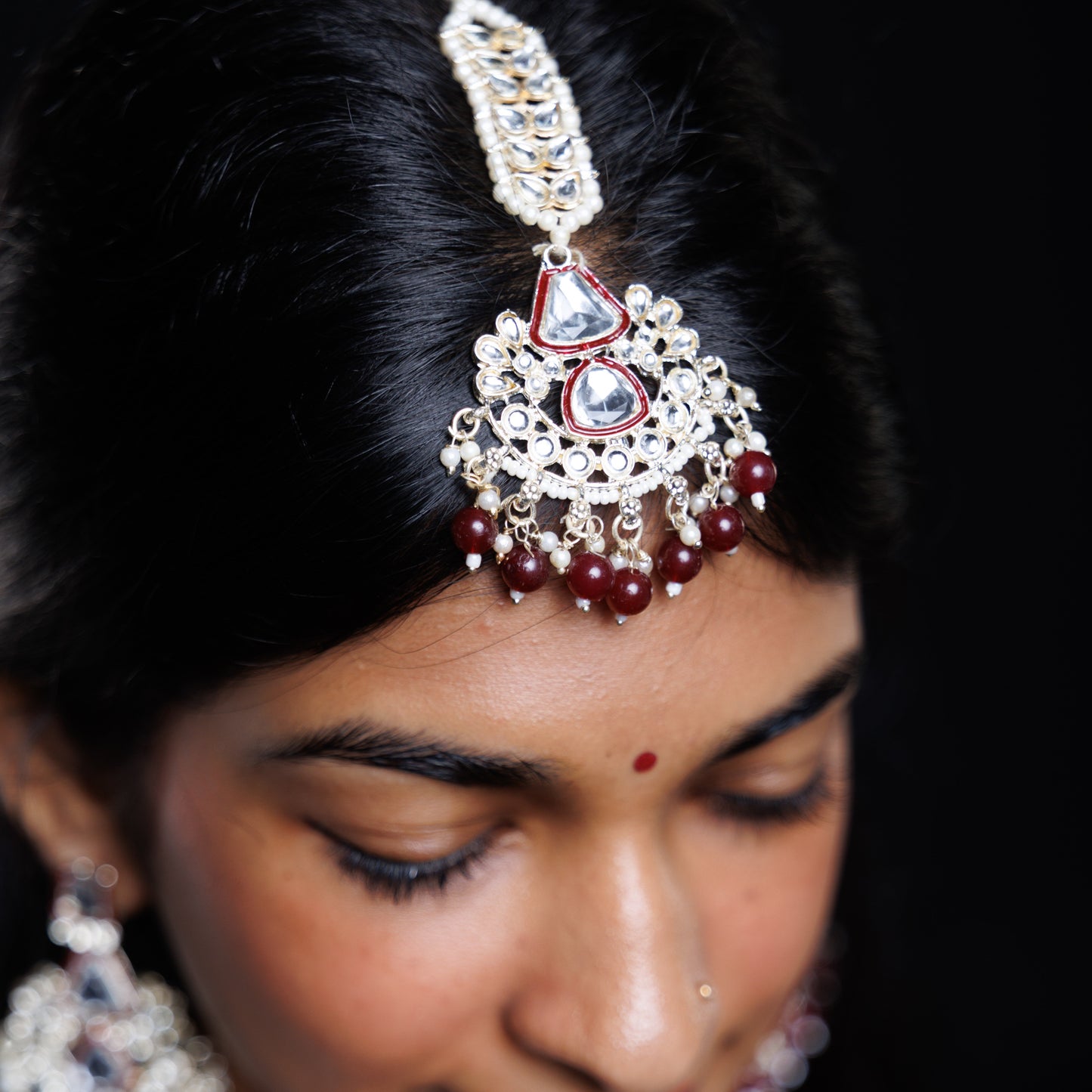 Premium Maroon Kundan Bridal Choker Set