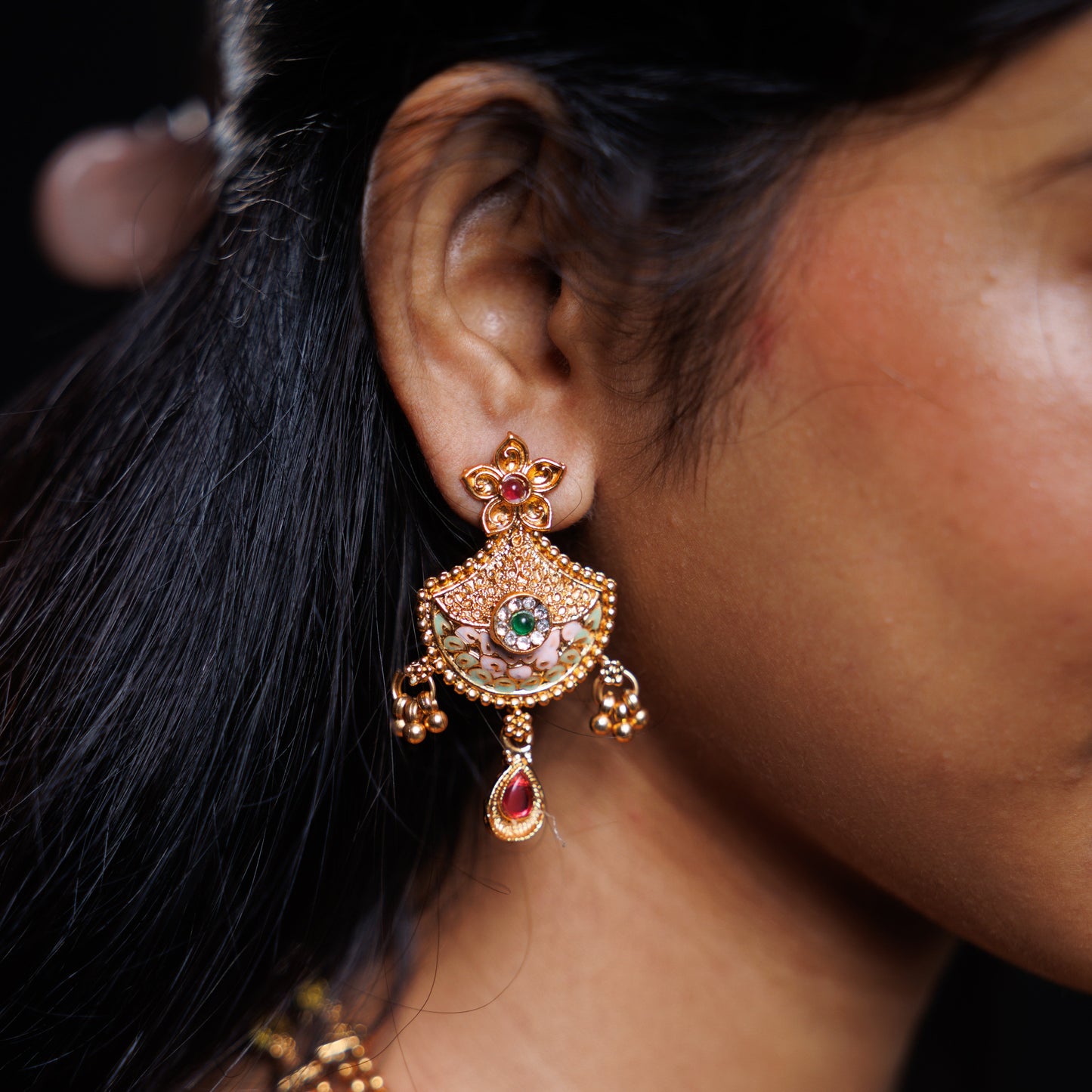 Royal Dual-Layer Bridal Temple Necklace Set