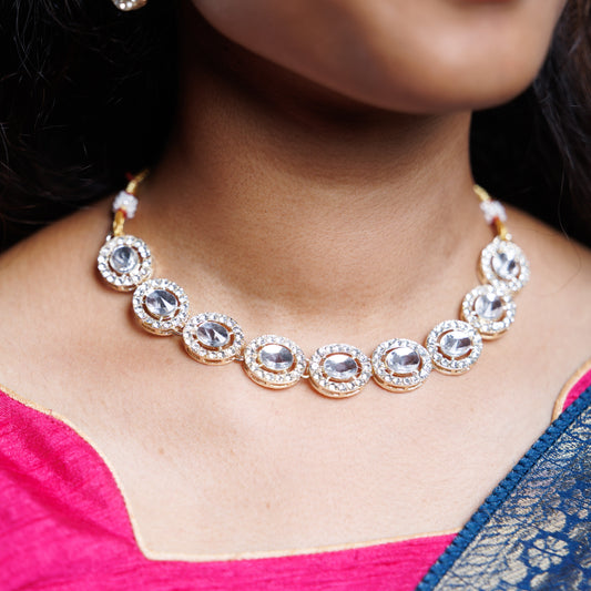 Premium Crystal Halo Necklace Set