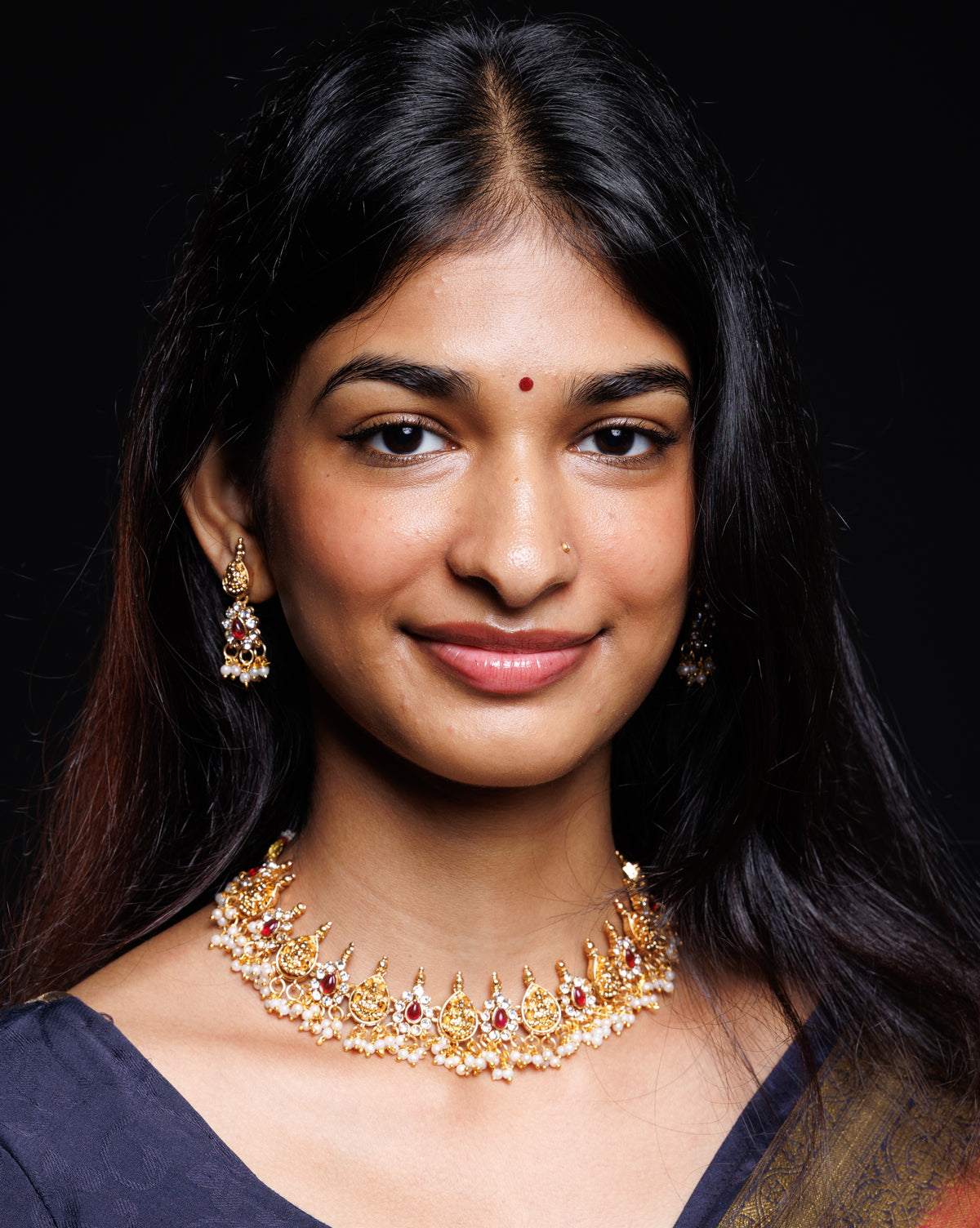 Royal Lakshmi Temple Choker Set with Pearl Detailing
