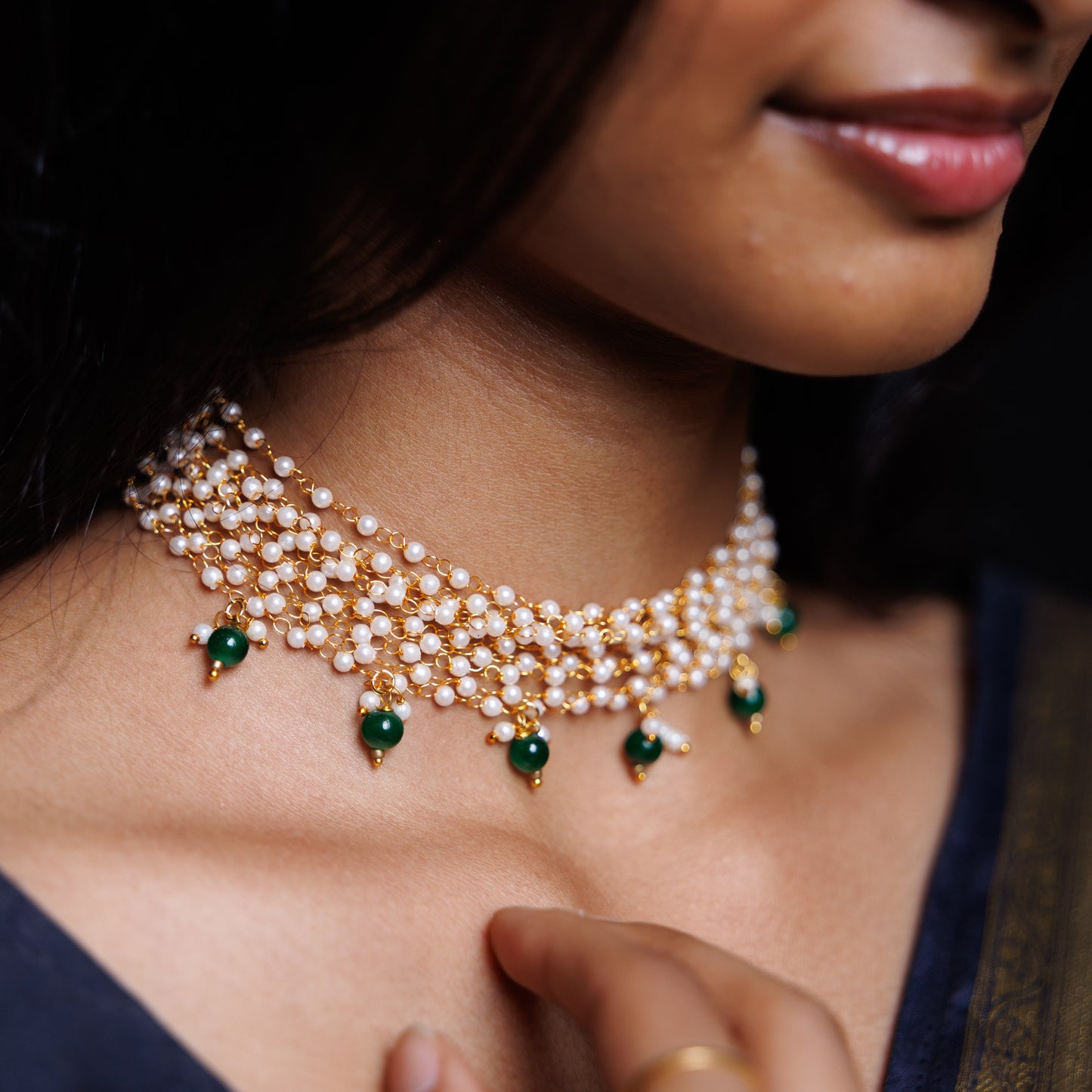 Handcrafted Multi-Layer Pearl Beaded Necklace