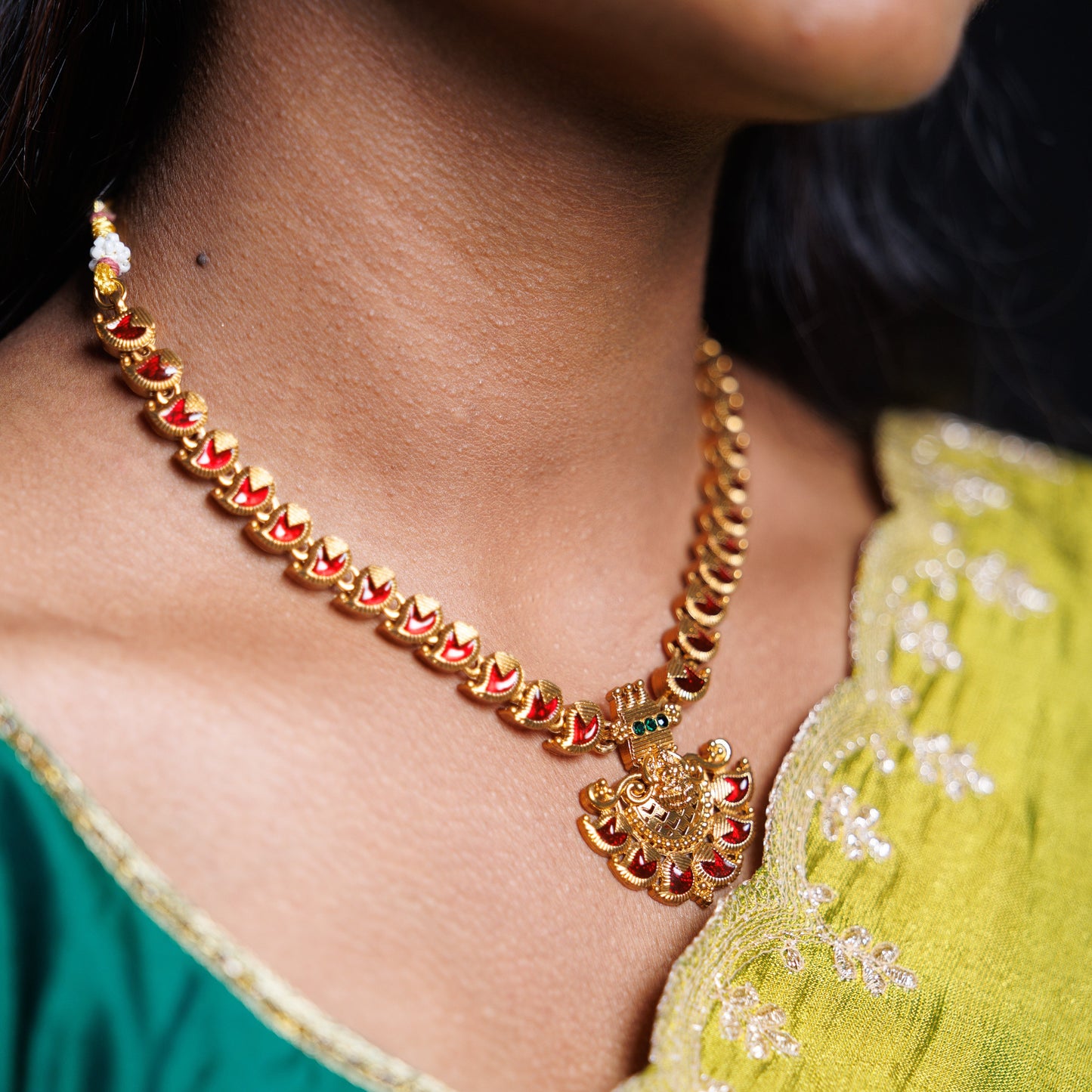 Meenakari Temple Necklace Set